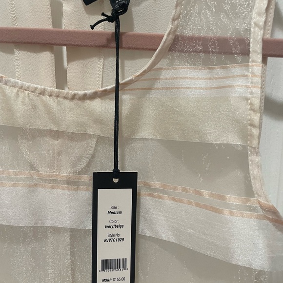 Romeo & Juliet Couture Sheer Striped Blouse - Cream and Tan - Picture 3 of 4